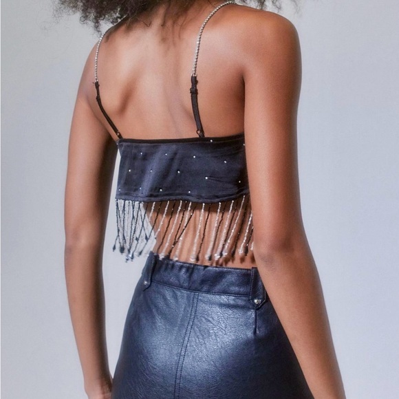 URBAN OUTFITTERS,MILINA SATIN FRINGE TOP, SIZE MEDIUM,like new - Picture 12 of 12